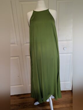 Zara Olive Green Halter Maxi Dress